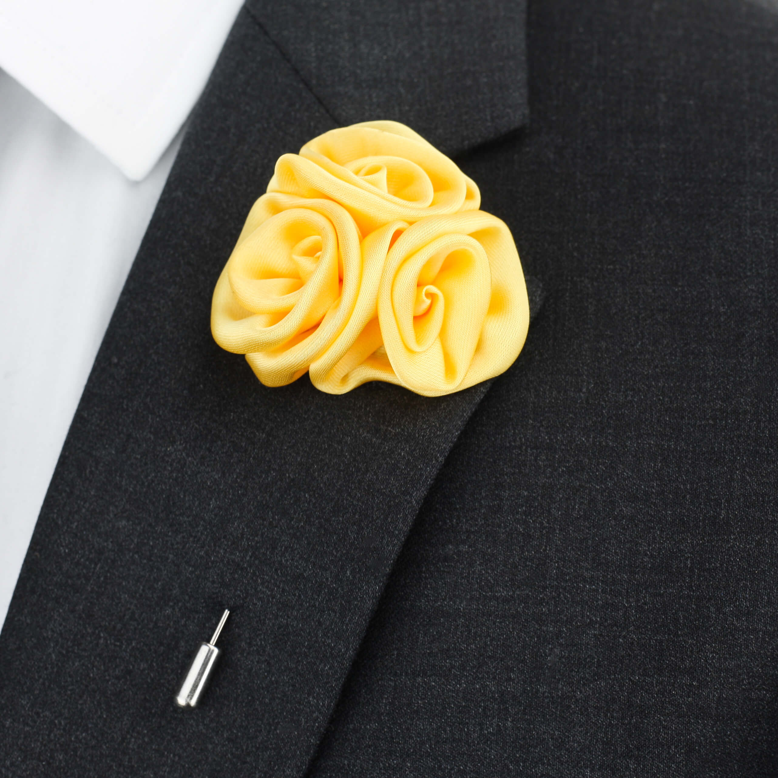 Triple Rose Lapel Pin, Yellow