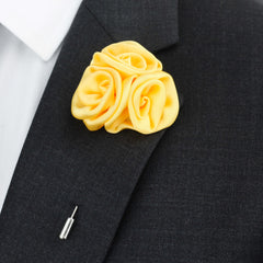 Triple Rose Lapel Pin, Yellow