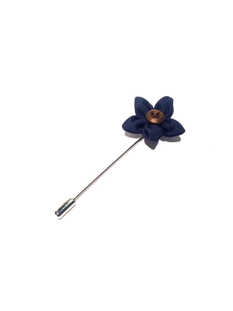 Daisy Button Lapel Pin, Navy