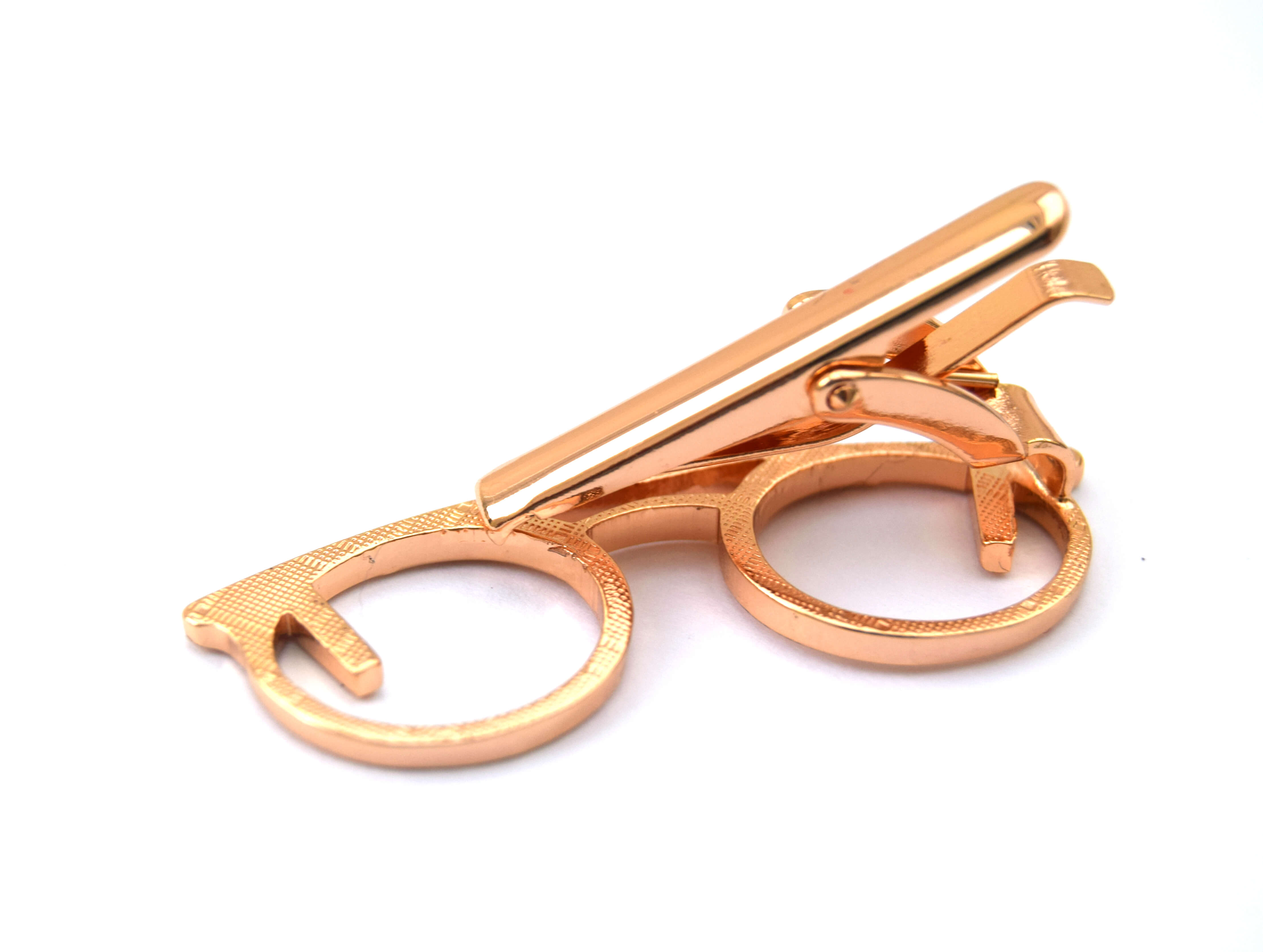Rose gold plated Glasses shaped Tie clip by Mr. Lapel
