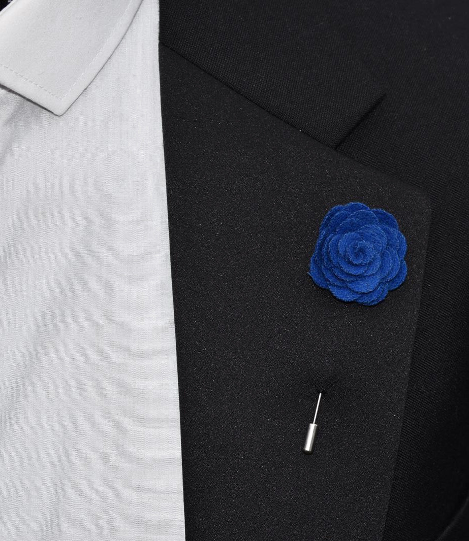 Felt Rose Lapel Pin, Midnight Blue
