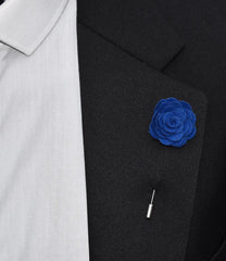 Felt Rose Lapel Pin, Midnight Blue