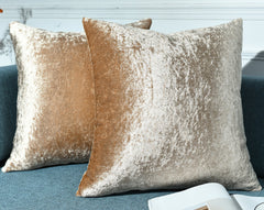 Twin Pack Crushed Velvet Fashion Plain Cushion Covers 8 Colours Pack of 2 Covers