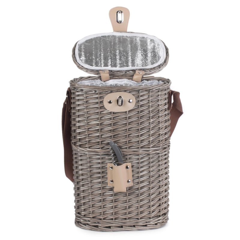 2 Bottle Willow Insulated Bottle Carrier - Cool Baskets - British D'sire
