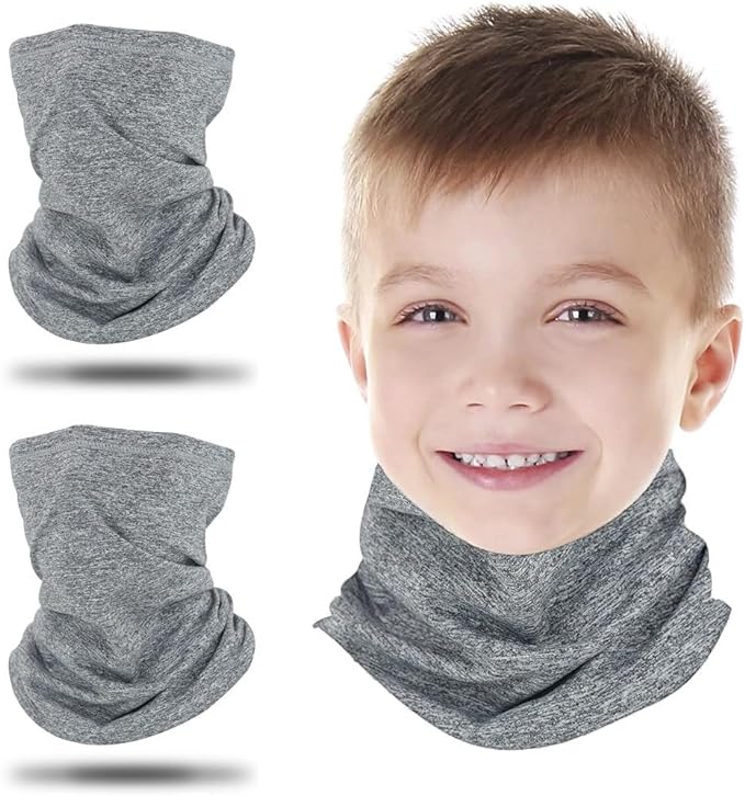 2 Pack Fleece Windproof Neck Gaiter Face Covering Mask,Winter Kids Neck Warmer, Outdoors Mutifunctional Headwear Balaclava for Boys and Girls - British D'sire Main image