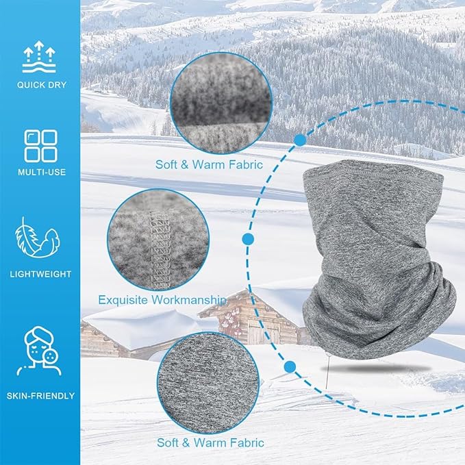 2‑Pack Fleece Windproof Kids Neck Gaiter – Black & Grey Secondary image