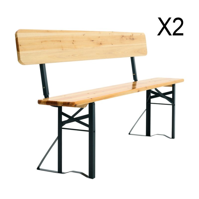 2 Pcs Contemporary Folding Wooden Garden Bench Outdoors - Garden Bench - British D'sire Main image