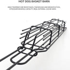 2 PCS Hot Dog Barbecue Cage Sausage Barbecue Clip Barbecue Clip Mesh Wooden Handle Barbecue Mesh Rack, Color:Wood color - British D'sire