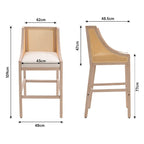 2 Pcs Natural Rattan Bar Stools with Backrest - Bar Stools - British D'sire