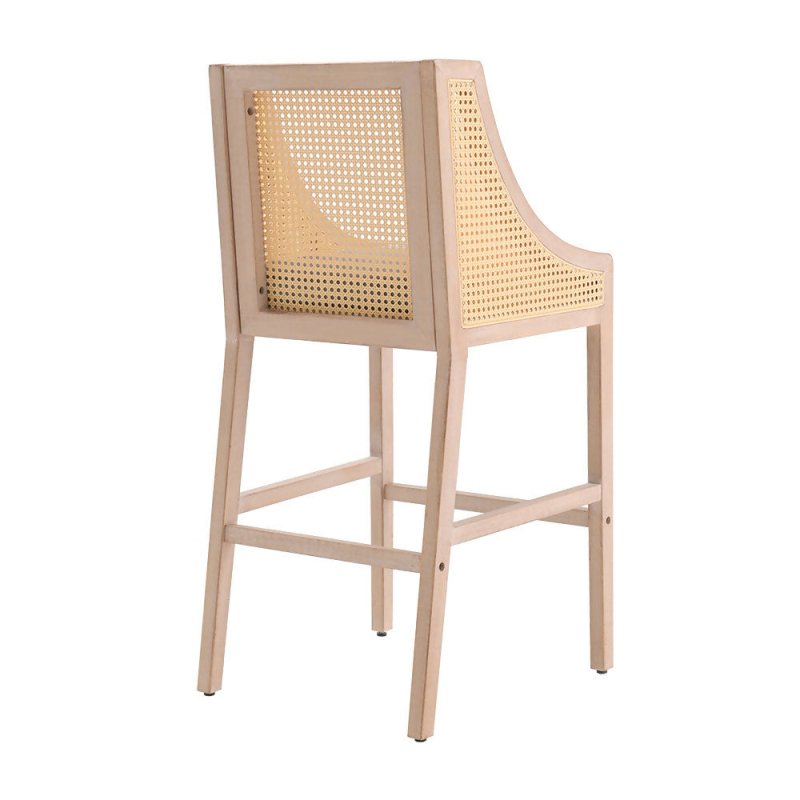2 Pcs Natural Rattan Bar Stools with Backrest - Bar Stools - British D'sire
