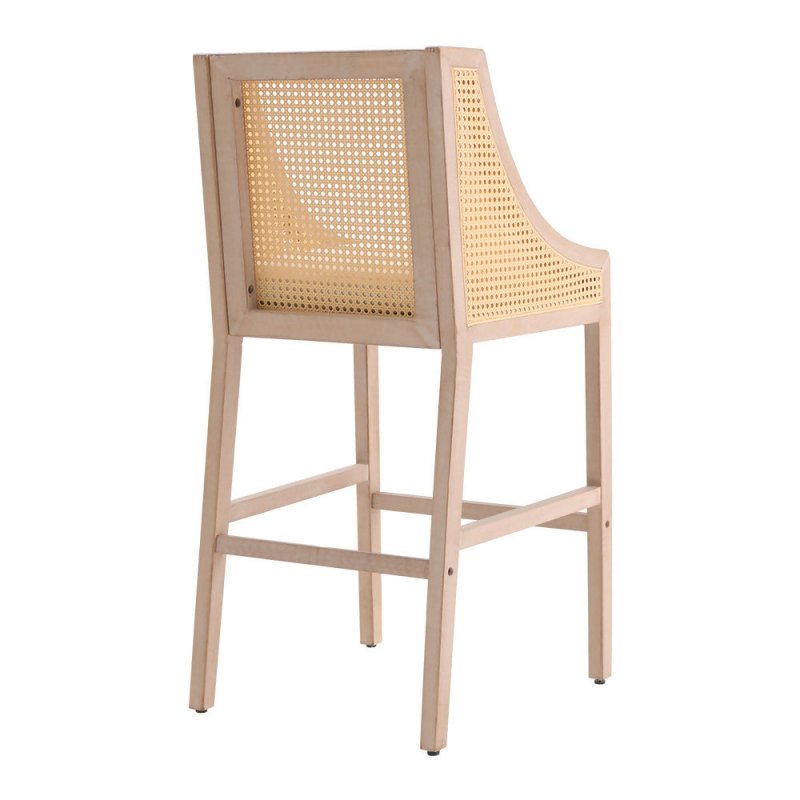 2 Pcs Natural Rattan Bar Stools with Backrest - Bar Stools - British D'sire