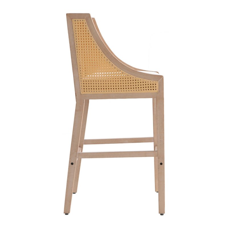 2 Pcs Natural Rattan Bar Stools with Backrest - Bar Stools - British D'sire