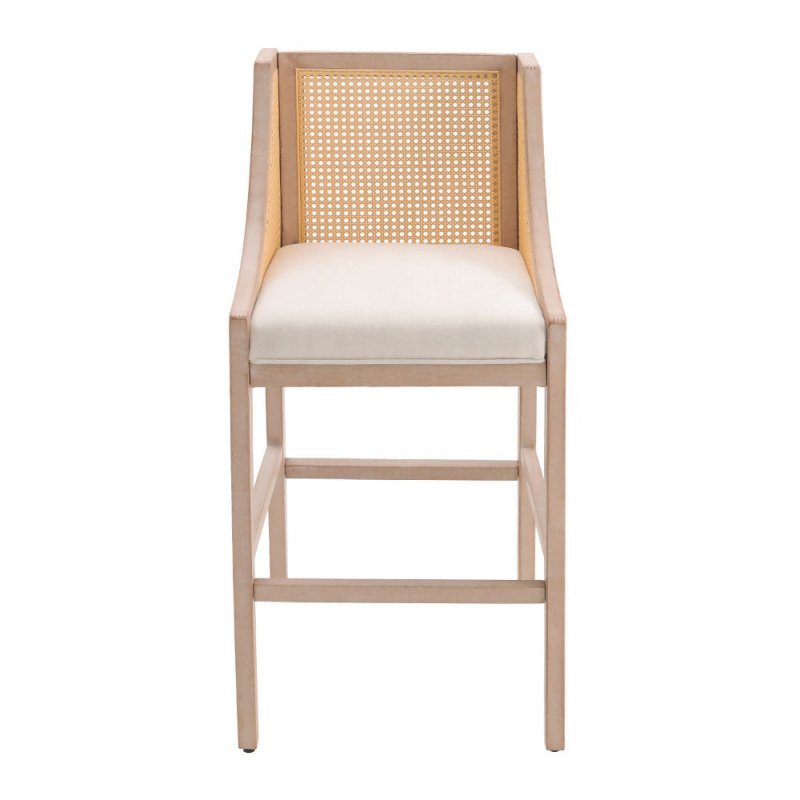 2 Pcs Natural Rattan Bar Stools with Backrest - Bar Stools - British D'sire