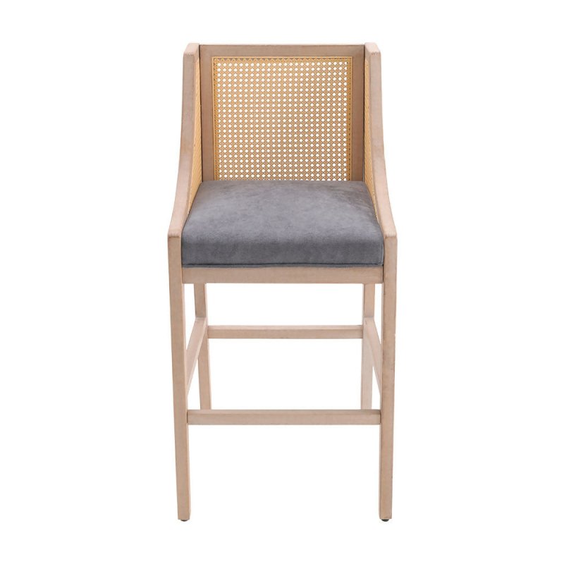 2 Pcs Natural Rattan Bar Stools with Backrest - Bar Stools - British D'sire