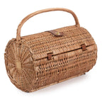 2 Person Green Tweed Barrel Wicker Picnic Basket - Fitted Picnic Baskets - British D'sire