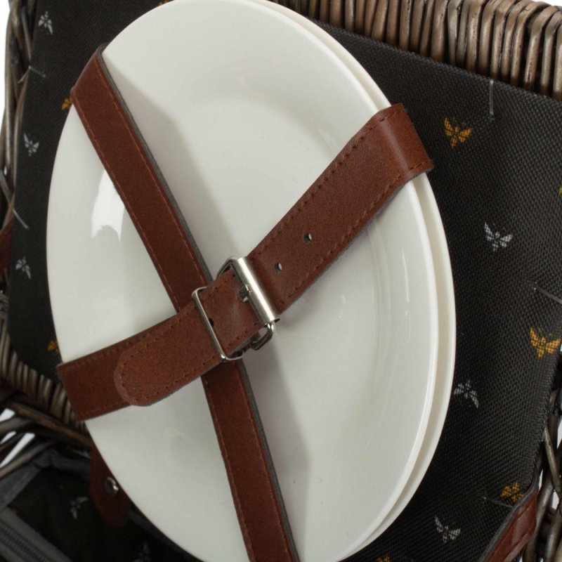 2 Person Nature Pattern Butterfly Lidded Fitted Picnic Basket - Fitted Picnic Baskets - British D'sire