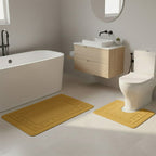2 Piece Box Design Bath Mat Set Soft Absorbent Non-Slip Bathroom Mats - Pink - British D'sire