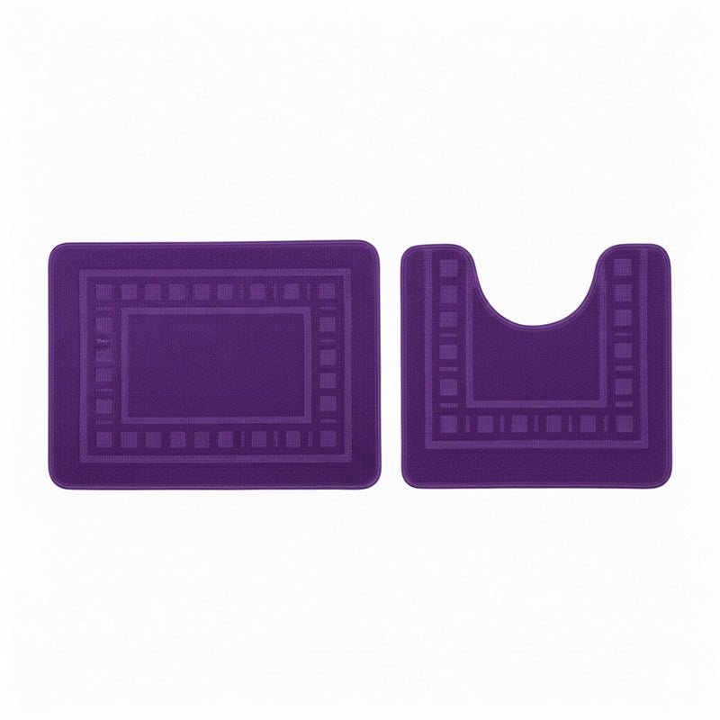 2 Piece Box Design Bath Mat Set Soft Absorbent Non-Slip Bathroom Mats - Royal Blue - British D'sire