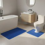 2 Piece Box Design Bath Mat Set Soft Absorbent Non-Slip Bathroom Mats - Sage Green - British D'sire