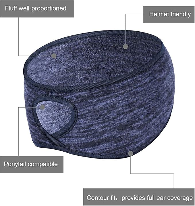 2 Pieces Running Headband Fleece Ear Warmers Headband Winter Headbands for Women Ladies Girls (Navy/Coffee) Secondary image