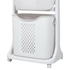2 - Tier Plastic Rolling Laundry Baskets with Hanging Rack - Laundry Basket - British D'sire