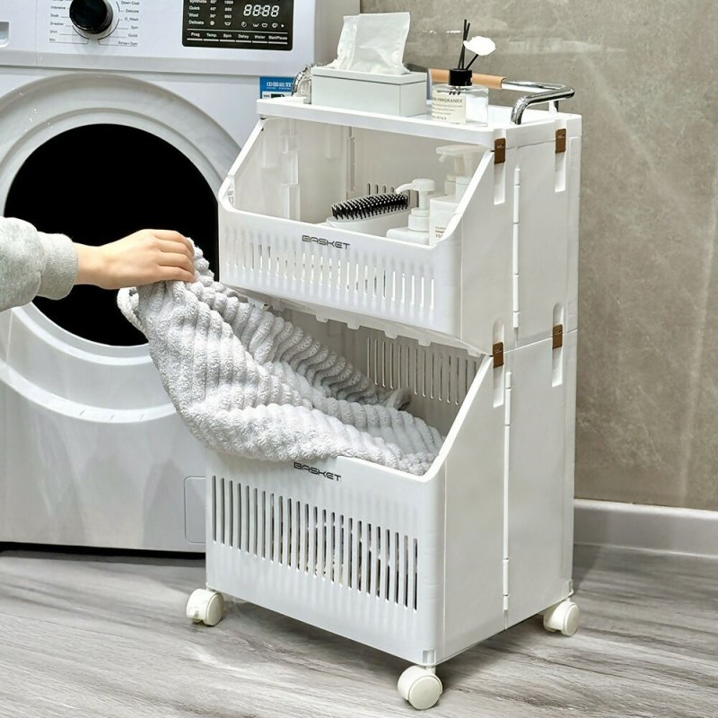 2 - Tier Rolling Laundry Hamper Cart - Laundry Hamper - British D'sire