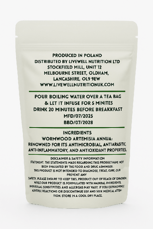 20 Days Organic Wormwood Artemisia Leafy Tea Premium Quality Parasite Cleansing, Gut Health & Tummy Happy - Organic Tea - British D'sire