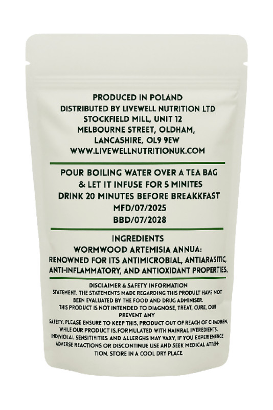 20 Days Organic Wormwood Artemisia Leafy Tea Premium Quality Parasite Cleansing, Gut Health & Tummy Happy - Organic Tea - British D'sire