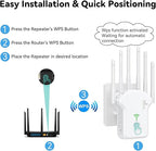 2025 Newest WiFi Extender Booster, 300Mbps WiFi Booster Range Extender,WiFi Repeater with Ethernet Port,6 *Antennas Wireless Internet Repeater Greater Coverage, Home Internet Booster, 1 - Key Setup - WiFi Extender Booster - British D'sire