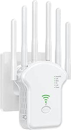 2025 Newest WiFi Extender Booster, 300Mbps WiFi Booster Range Extender,WiFi Repeater with Ethernet Port,6 *Antennas Wireless Internet Repeater Greater Coverage, Home Internet Booster, 1 - Key Setup - WiFi Extender Booster - British D'sire