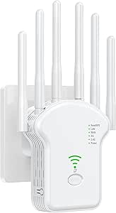 2025 Newest WiFi Extender Booster, 300Mbps WiFi Booster Range Extender,WiFi Repeater with Ethernet Port,6 *Antennas Wireless Internet Repeater Greater Coverage, Home Internet Booster, 1 - Key Setup - WiFi Extender Booster - British D'sire