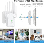 2025 Newest WiFi Extender Booster, 300Mbps WiFi Booster Range Extender,WiFi Repeater with Ethernet Port,6 *Antennas Wireless Internet Repeater Greater Coverage, Home Internet Booster, 1 - Key Setup - WiFi Extender Booster - British D'sire