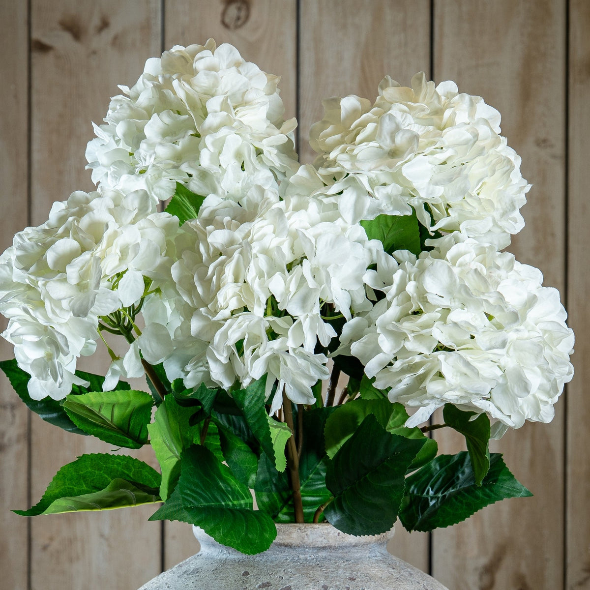 Single White Hydrangea Artificial Flower Stem