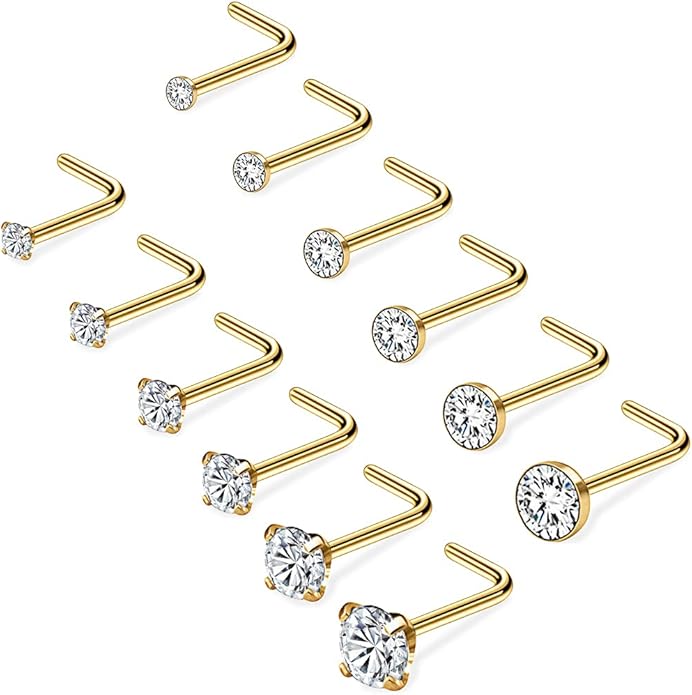20G 1.5mm 2mm 2.5mm 3mm 3.5mm 4mm Nose Rings, 4 - 12Pcs Clear Diamond CZ Nose Studs Nose Piercings Jewellery - Studs - British D'sire Main image