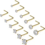 20G 1.5mm 2mm 2.5mm 3mm 3.5mm 4mm Nose Rings, 4 - 12Pcs Clear Diamond CZ Nose Studs Nose Piercings Jewellery - Studs - British D'sire