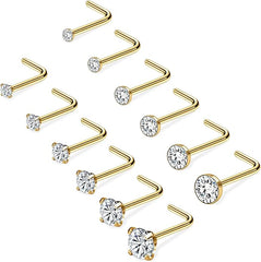 20G 1.5mm 2mm 2.5mm 3mm 3.5mm 4mm Nose Rings, 4 - 12Pcs Clear Diamond CZ Nose Studs Nose Piercings Jewellery - Studs - British D'sire