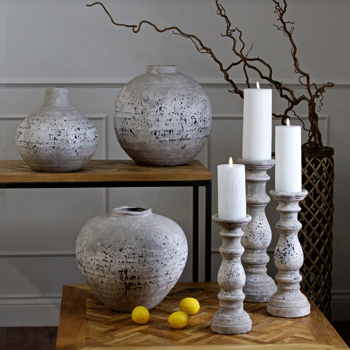 Regola Large Stone Ceramic Vase - White Ceramic Decorative Vase