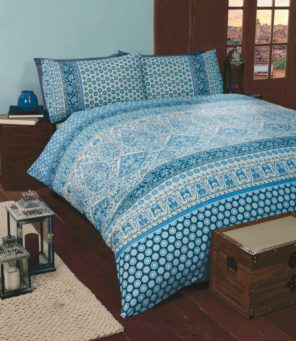 Asha Duvet Set Ethnic, Indian, Elephant, Floral Paisley Print Duvet Quilt Cover Set