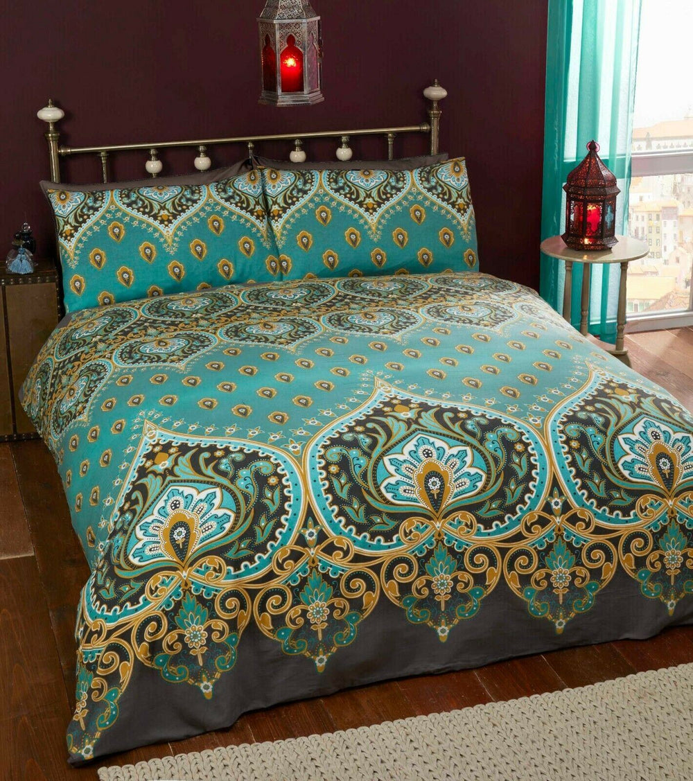 Asha Duvet Set Ethnic, Indian, Elephant, Floral Paisley Print Duvet Quilt Cover Set