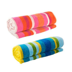 Luxury Soft Beach Towel Pool Towel 100% Cotton Velour Striped Chlorine Resistant