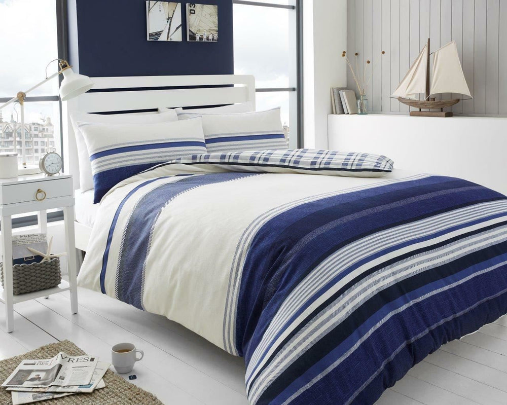 100% Brushed Cotton Flannelette Reversible Duvet Quilt Cover Bedding 30 Designs