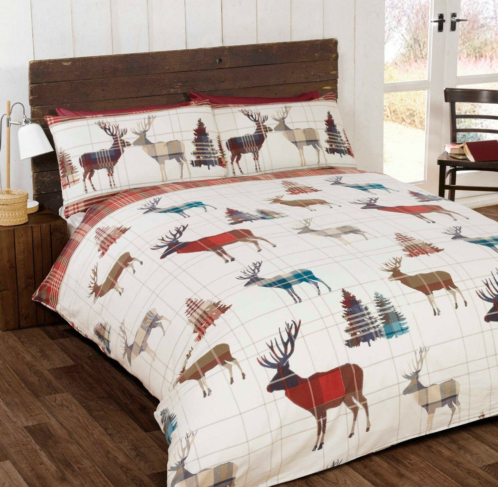 100% Brushed Cotton Flannelette Reversible Duvet Quilt Cover Bedding 30 Designs