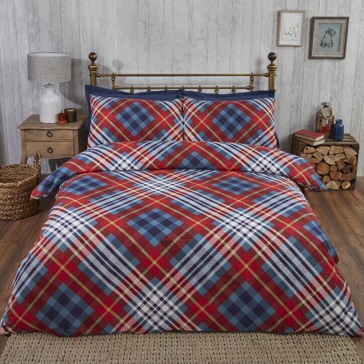 100% Brushed Cotton Flannelette Reversible Duvet Quilt Cover Bedding 30 Designs