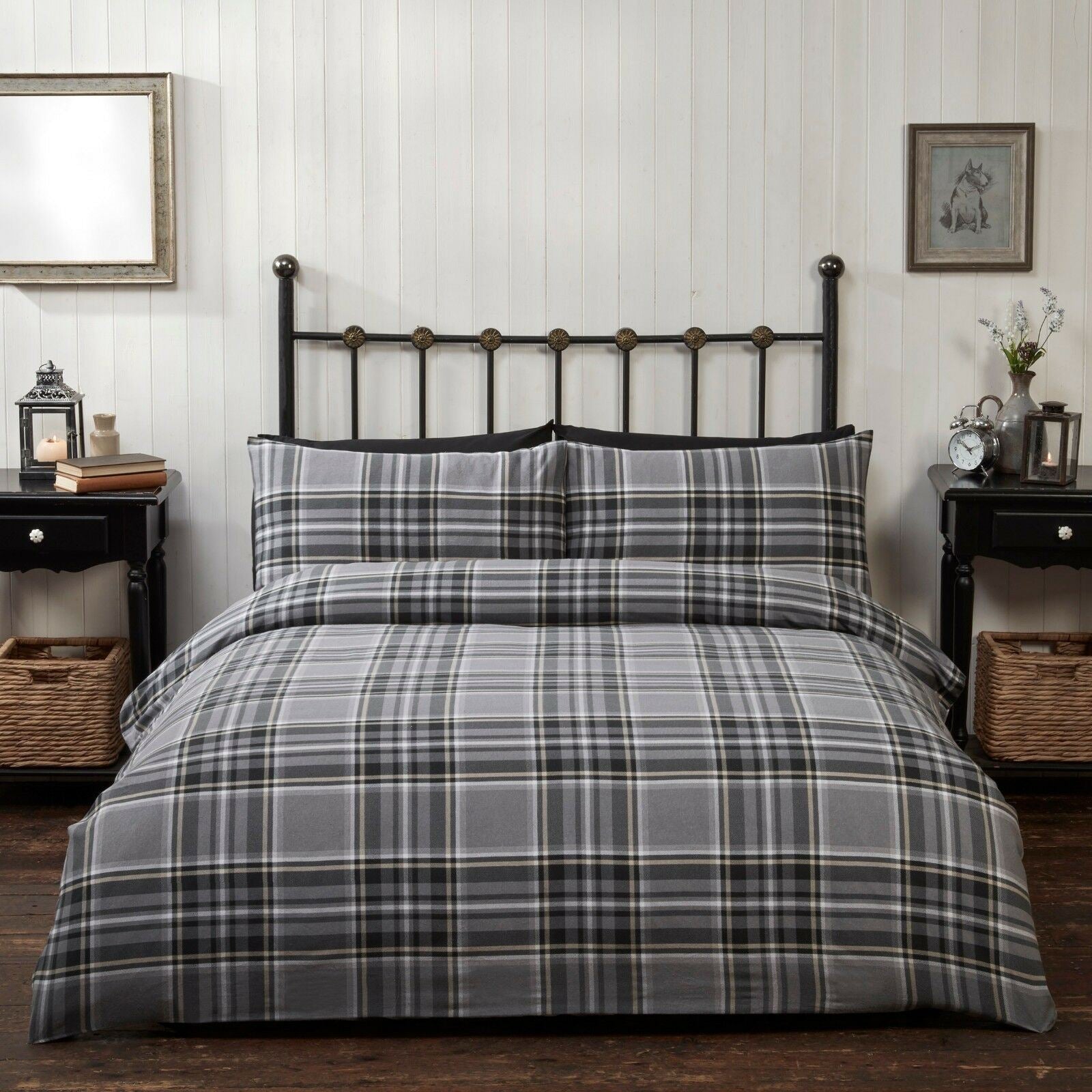 100% Brushed Cotton Flannelette Reversible Duvet Quilt Cover Bedding 30 Designs - British D'sire
