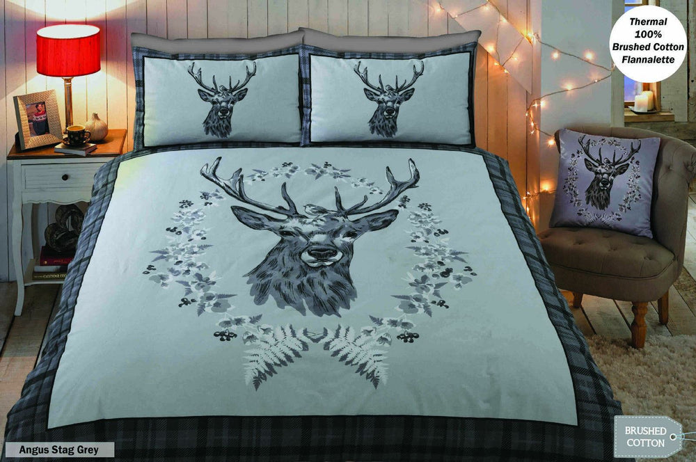 100% Brushed Cotton Flannelette Reversible Duvet Quilt Cover Bedding 30 Designs