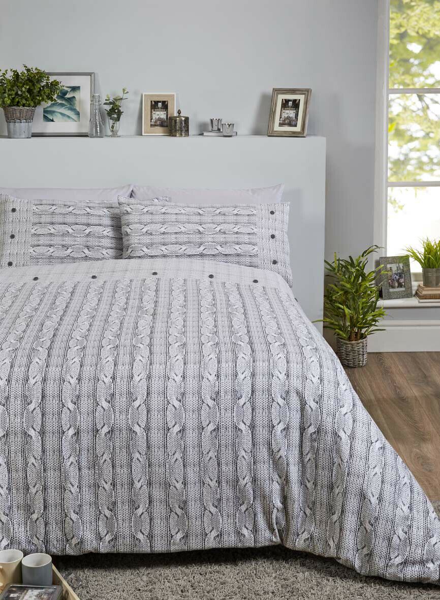 100% Brushed Cotton Flannelette Reversible Duvet Quilt Cover Bedding 30 Designs