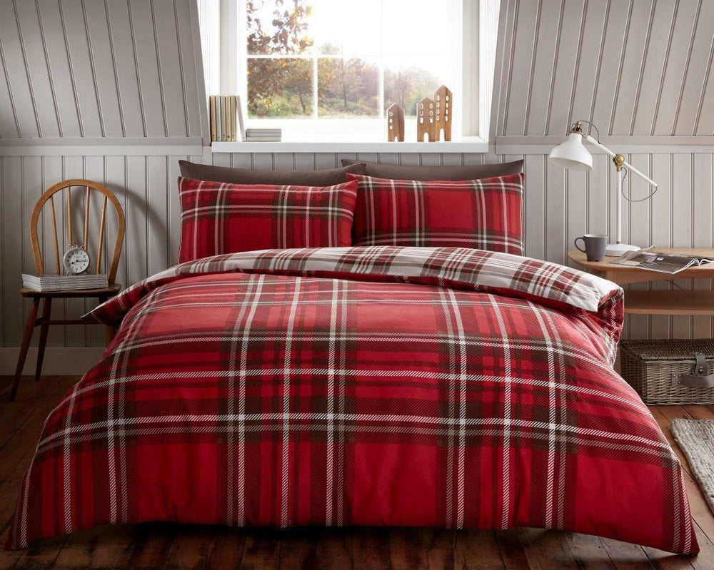 100% Brushed Cotton Flannelette Reversible Duvet Quilt Cover Bedding 30 Designs