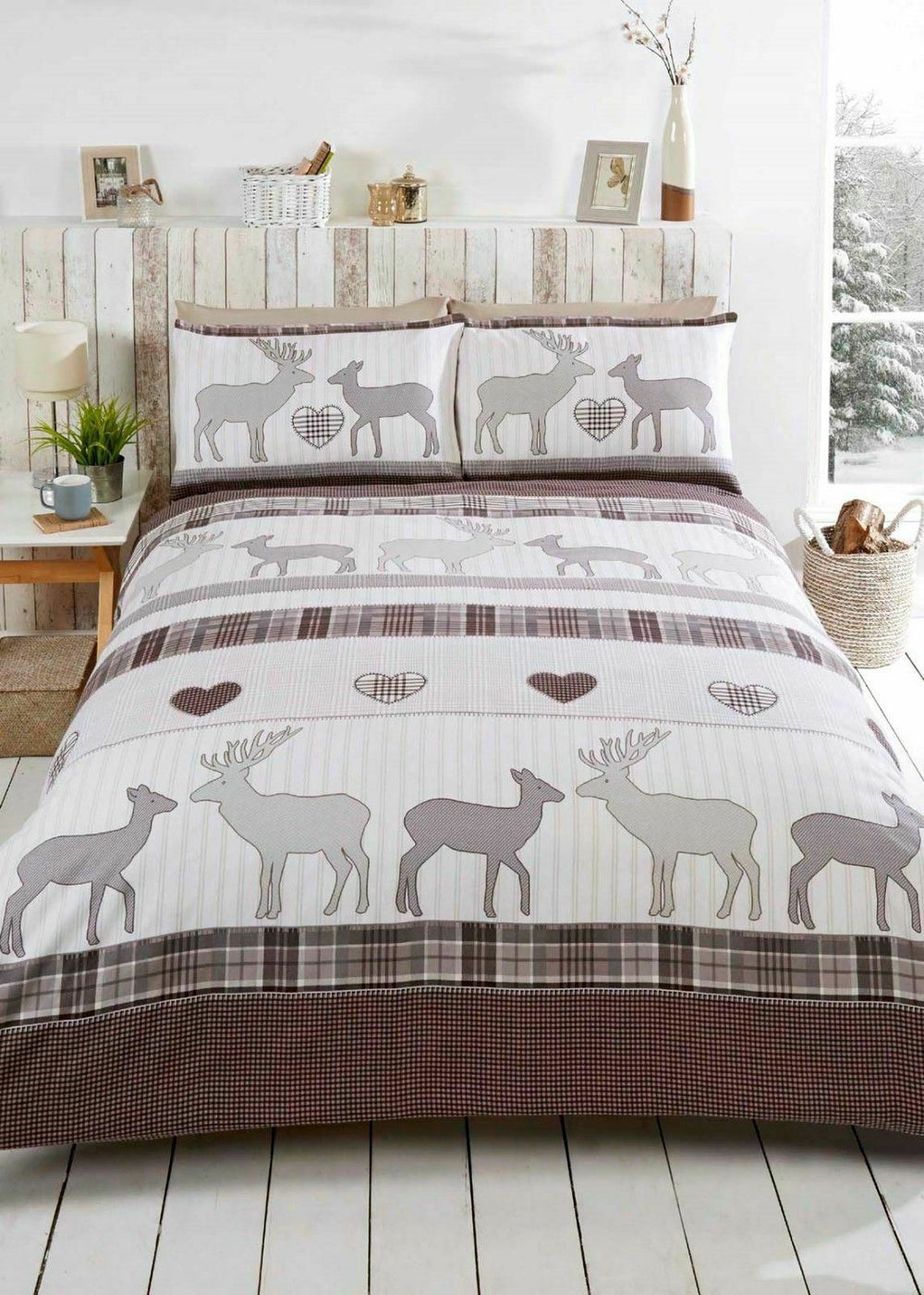 100% Brushed Cotton Flannelette Reversible Duvet Quilt Cover Bedding 30 Designs