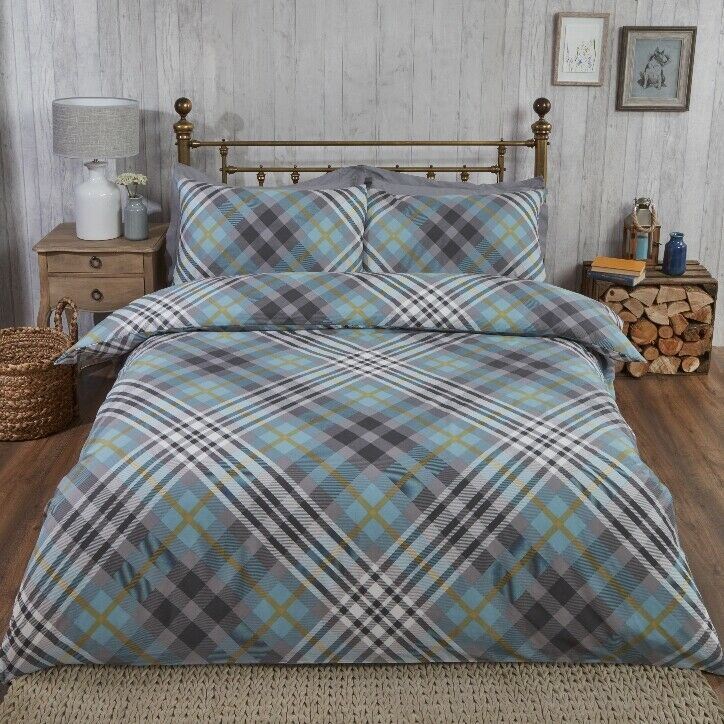 100% Brushed Cotton Flannelette Reversible Duvet Quilt Cover Bedding 30 Designs