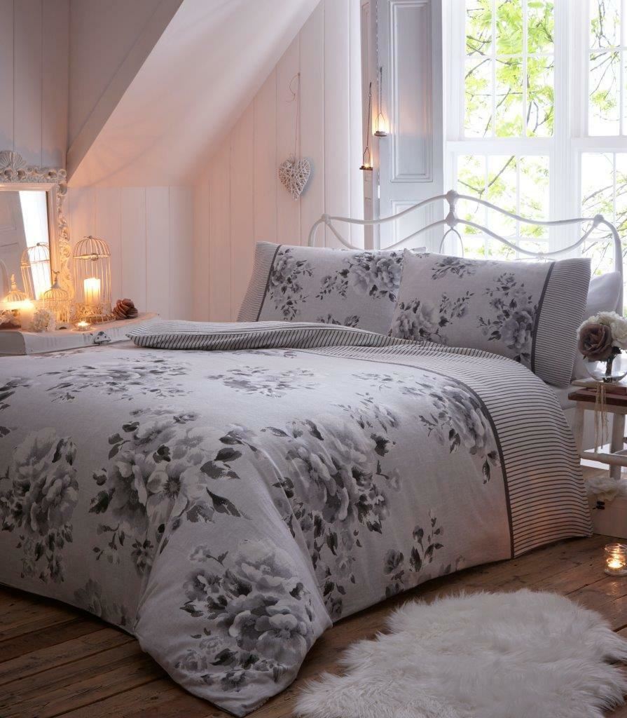 100% Brushed Cotton Flannelette Reversible Duvet Quilt Cover Bedding 30 Designs